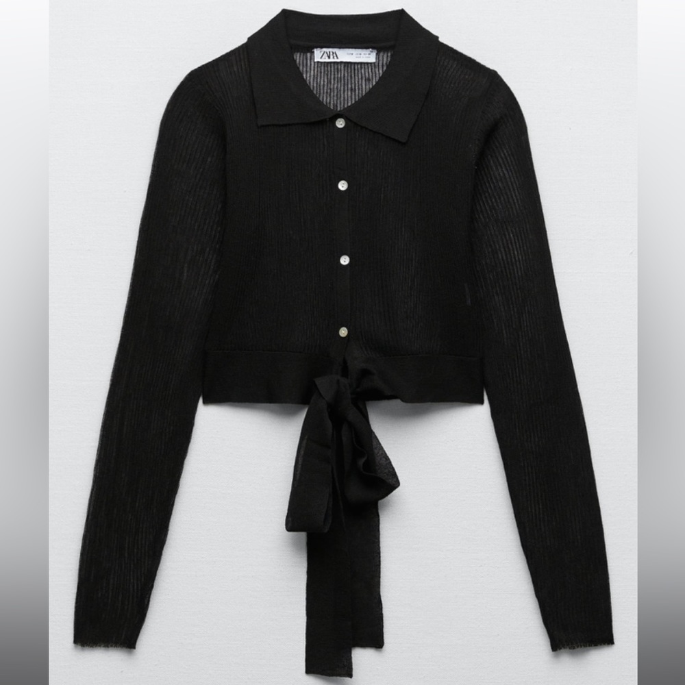 Zara black tie top S